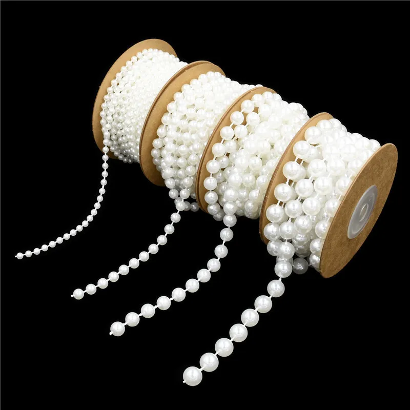 2/4/6/8/10mm White Round Mini Beads Chain Garland Flowers Plastic Beads For Wedding Party Decoration DIY Jewelry Accessories