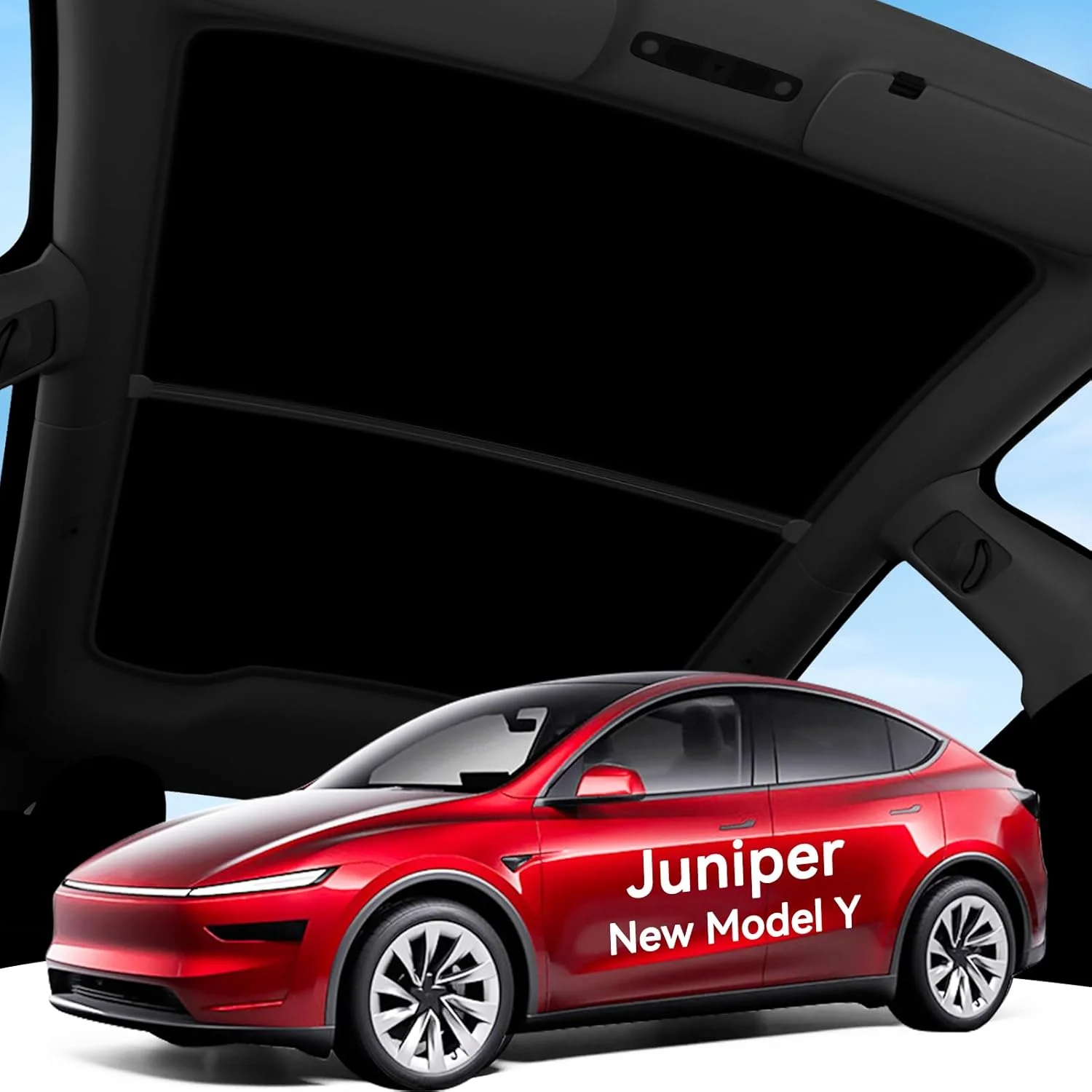 2026 Upgraded Sunshade Roof for Tesla Model Y, [Graphene-Infused Fabric and Upf 50+ & No-Sag] 1:1 Fit for Tesla Model Y Accessories 2025 2026, Black, 2 Pcs