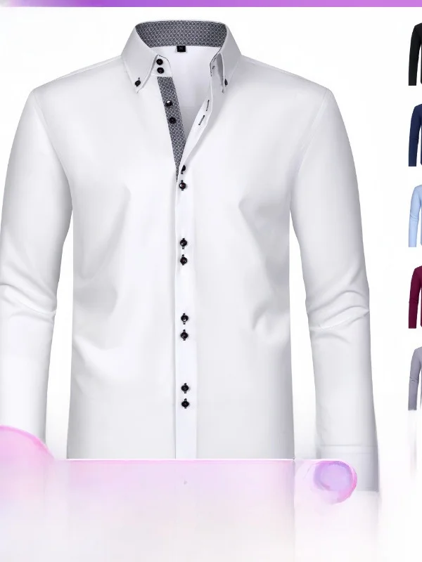 

Color Blo Slim Fit Long Sve Busin Sle Мужские дышащие молодежные поездки на работу irt Китайское производство Весна Осень