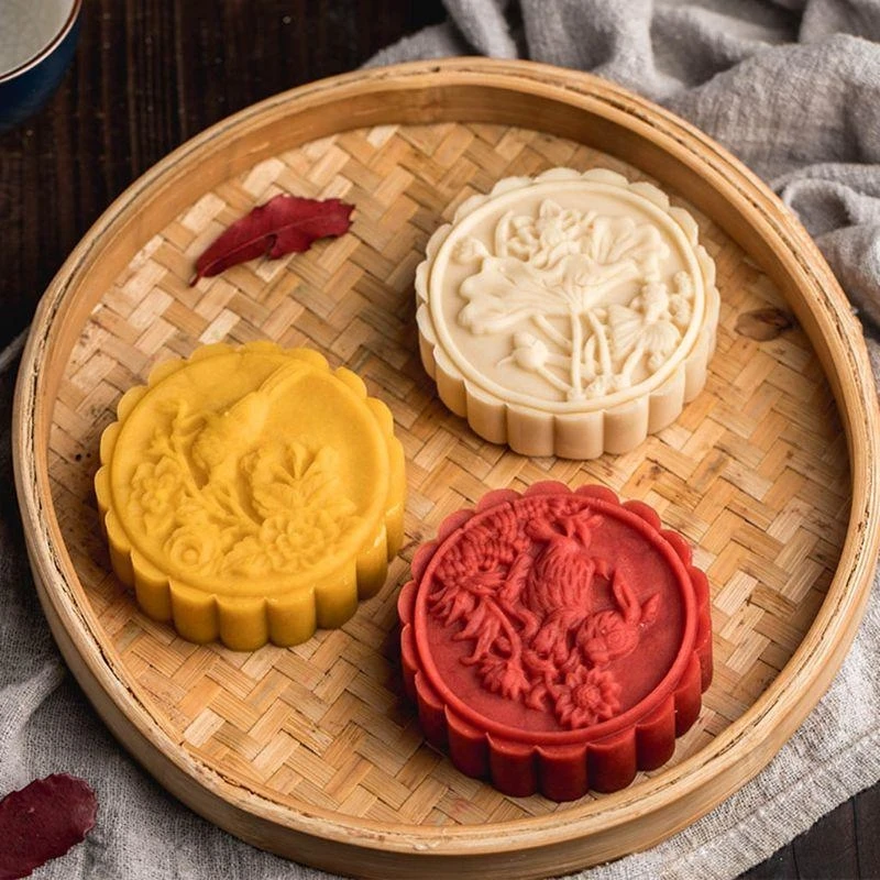 QX2E Mooncake Mold 125g Flower Stamps Set Handmade Mother's Day Mother DIY