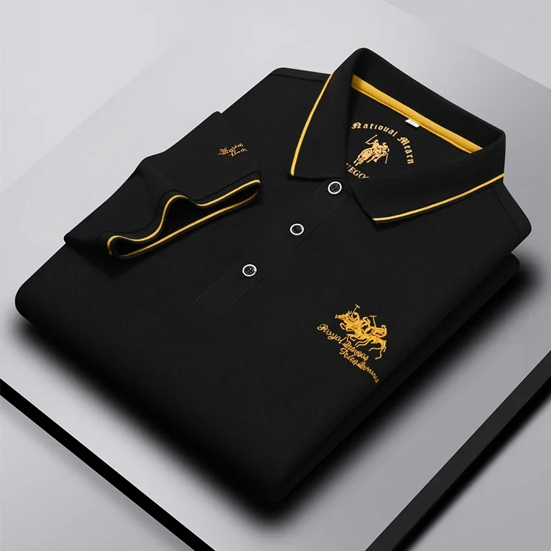 High end designer new cotton fashion embroidered polo shirt men's 2024 summer casual Korean Short Sleeve T-Shirt Lapel trend men