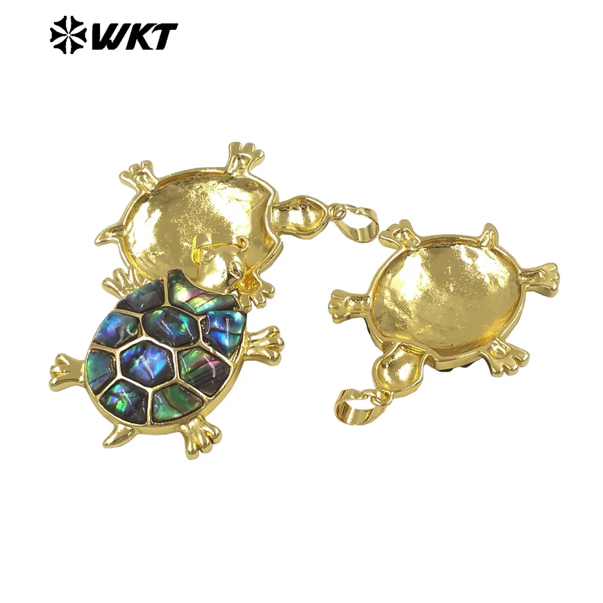 WT-JP513 White Shell Abalone Shell Tortoise Shape Pendant With 18K Real Gold Plated For Women Dressing