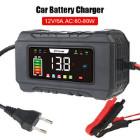 LCD Display Full Automatic Car Battery Charger 12V 6A Intelligent Fast Power Charging Car Auto Accessories Smart Charger