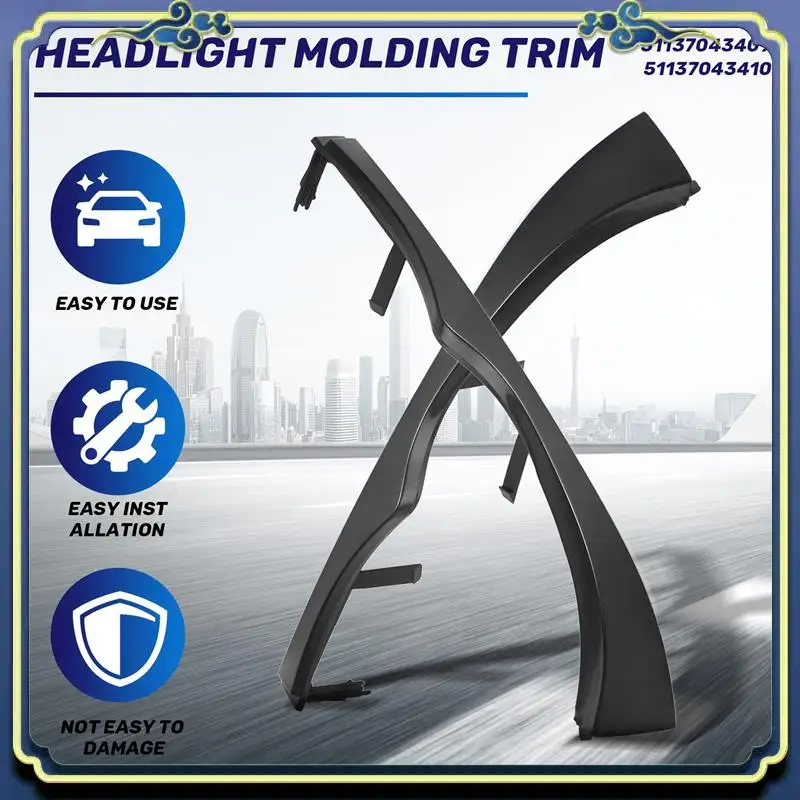 AU16-Car Front Under Headlight Molding Cover Trim Fit For -BMW E46 330I 330Xi 325I 325Xi 2001 - 2005 51137043409 51137043410