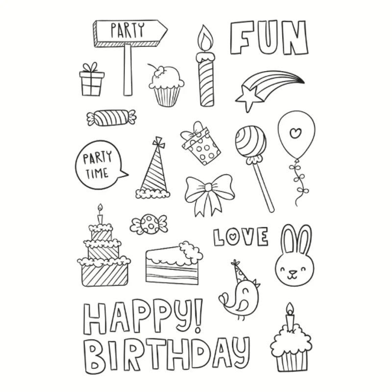 Birthday Party Transparent Silicone Finished Stamp DIY Scrapbook Rubber Coloring Embossed Diary Decor Template Reusable 11*16cm