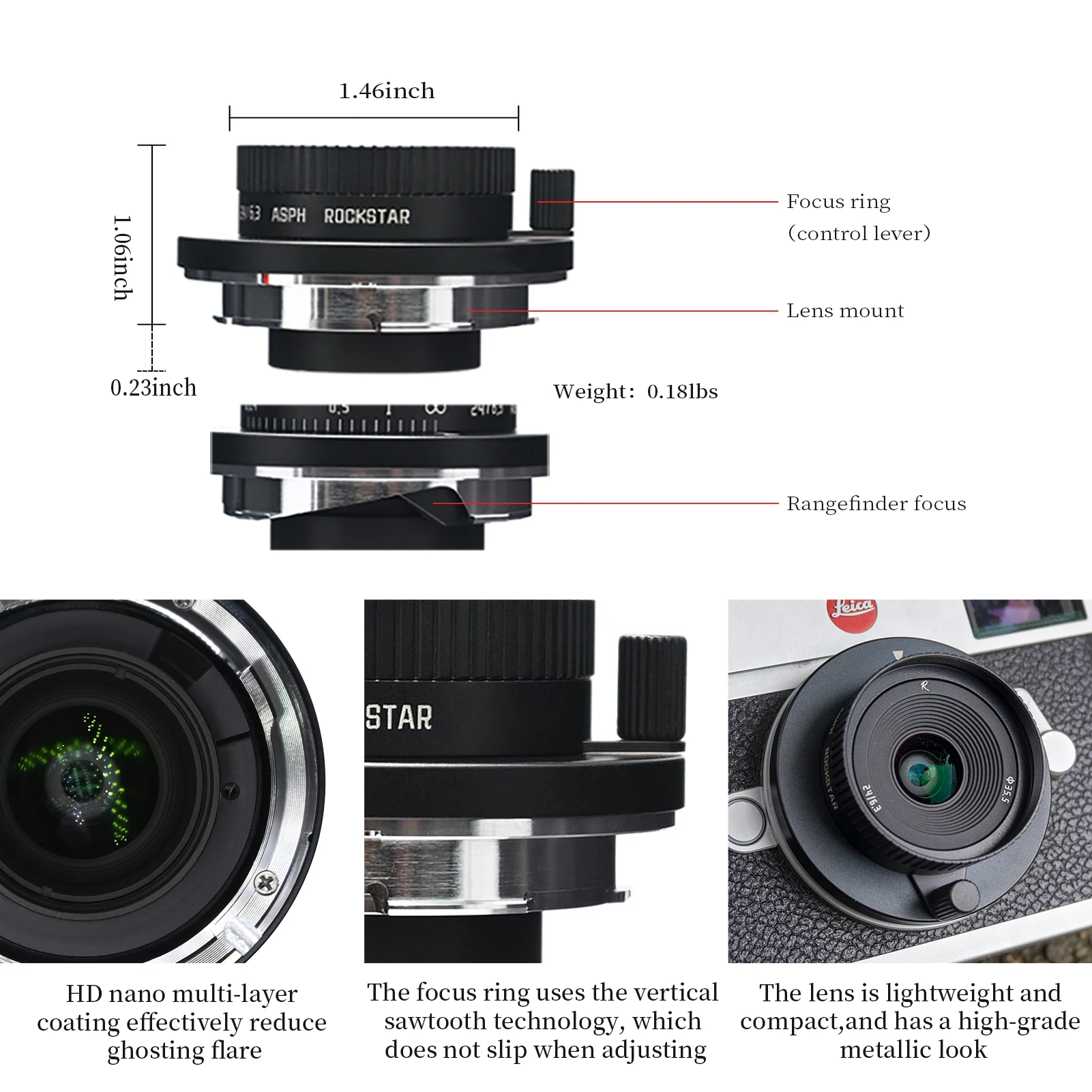 Astrhori 24mm F6.3 Full-Frame Wide-Angle Prime Lens for Leica M Mount M9 M11 M10-P M10-R M10-D M11-P M11-D Rangefinder Cameras