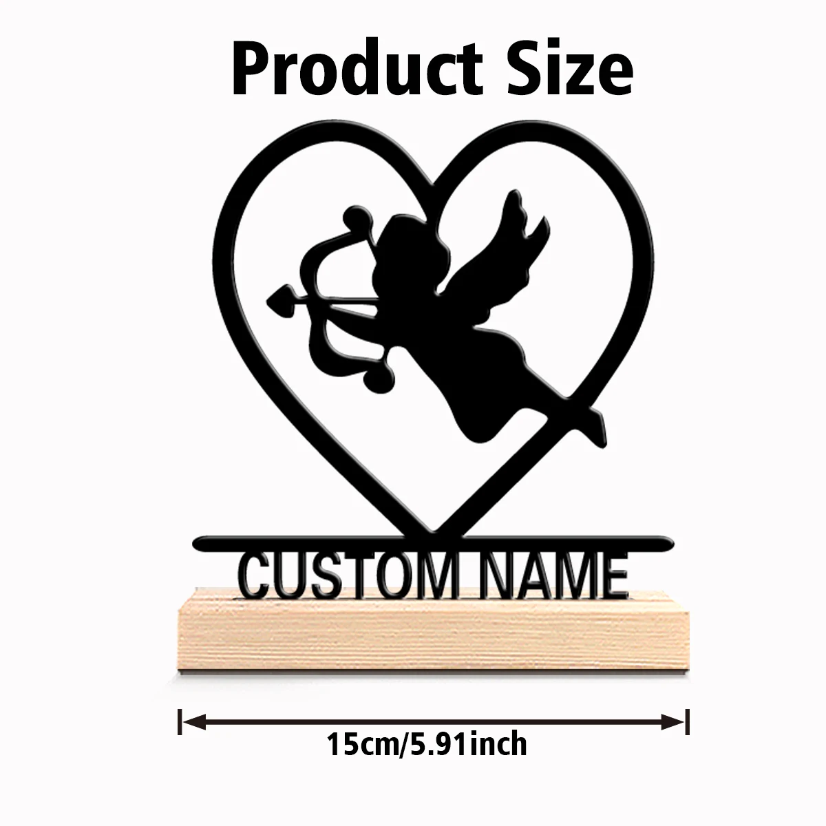 1pc Fun Personalized Custom Cupid Metal Statues Parisian Desk Art with Wooden Base Perfect for Travel Lovers Office Cafe Decor