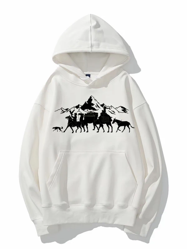 

Large Size 300 Pounds Cotton Hoodie Unisex Spring Autumn Casual Loose Fit National Style Pure Cotton Sweatshirt with Hat