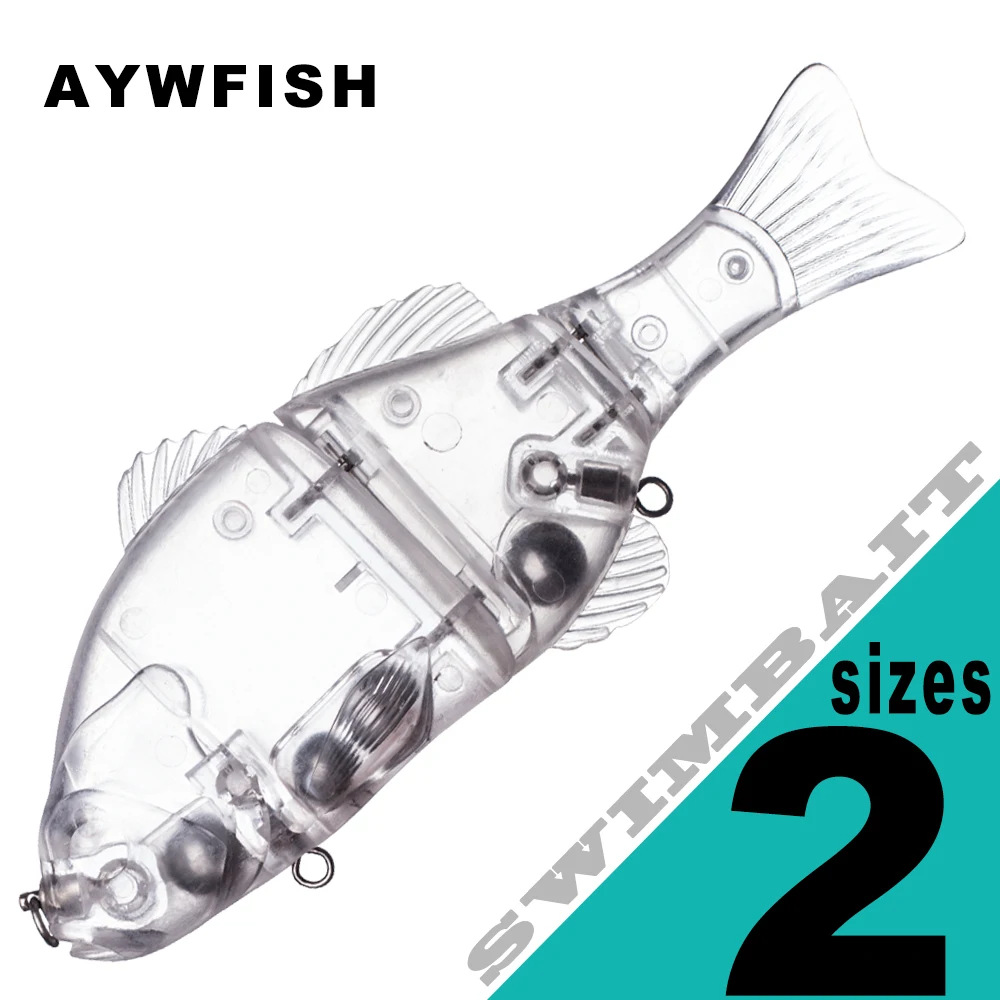 AYWFISH Bass Fishing Unpainted Swimbait Rattles 2-jointed Hard Bodies 15CM 60G  / 19CM 138G Sinking Glider Swim Baits Blanks