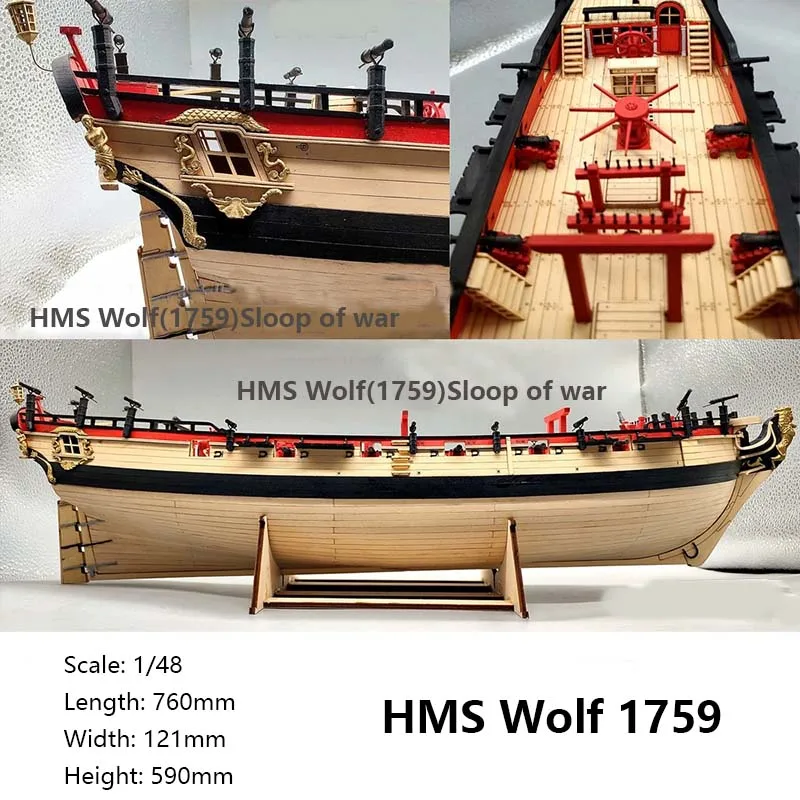 

1/48 Wooden Escort Model Kit British Royal Navy Warship Model Sailboat Model Toy Wolf Brigantine Model Wooden Model Kit