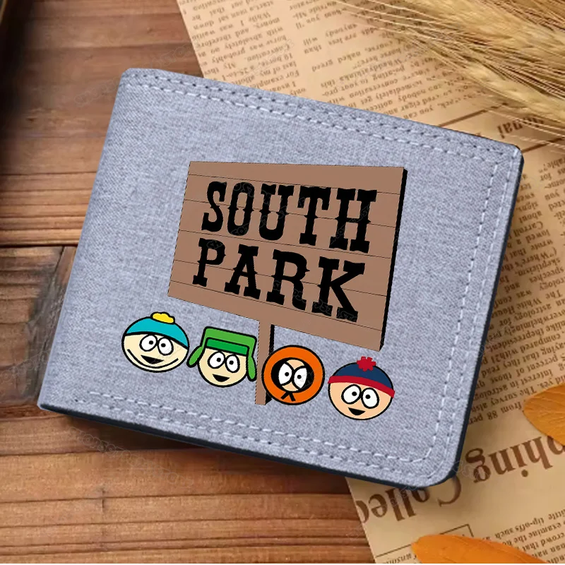 South Park Men Short Wallet Funny Cartoon Canvas Coin Purse Foldable Billfolds Multiple Card Slots ID Card Holder Buckle Wallets view 3