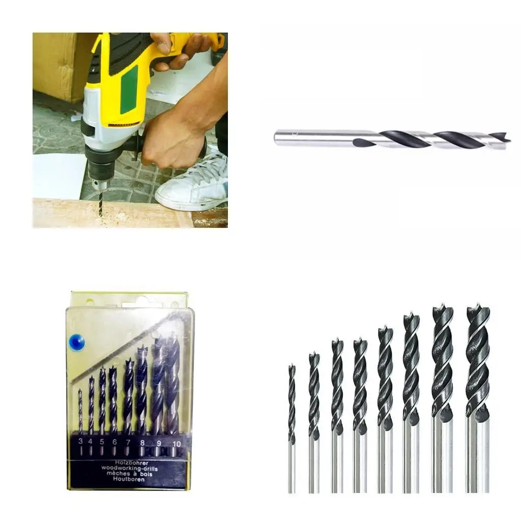 

R9UF 8x Drill Bits Set for Woodworking Softwood Laminated Twist Drilling