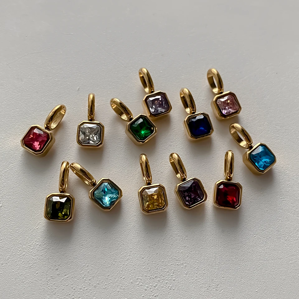 EMANCO Edelstahl Klassische Oktagon Geburtsstein-Anhänger 14K Vergoldeter Anhänger für DIY Schmuckherstellung Halskette – Detail 4