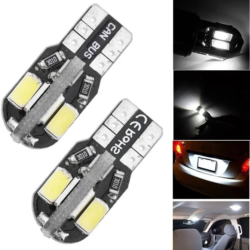 10pcs W5w T10 Led Lamps Canbus 5730 8smd 12v 6000k 194 168 Led Car Interior Map Dome Lights Parking Light Lamp Auto Signal