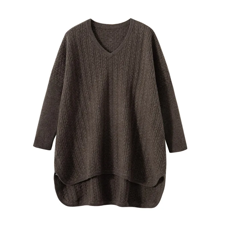 2023 Spring Autumn Winter 100% Cashmere Sweater Round Collar Knit Pullover Women\'s High Quality Female Loose Large Size Top