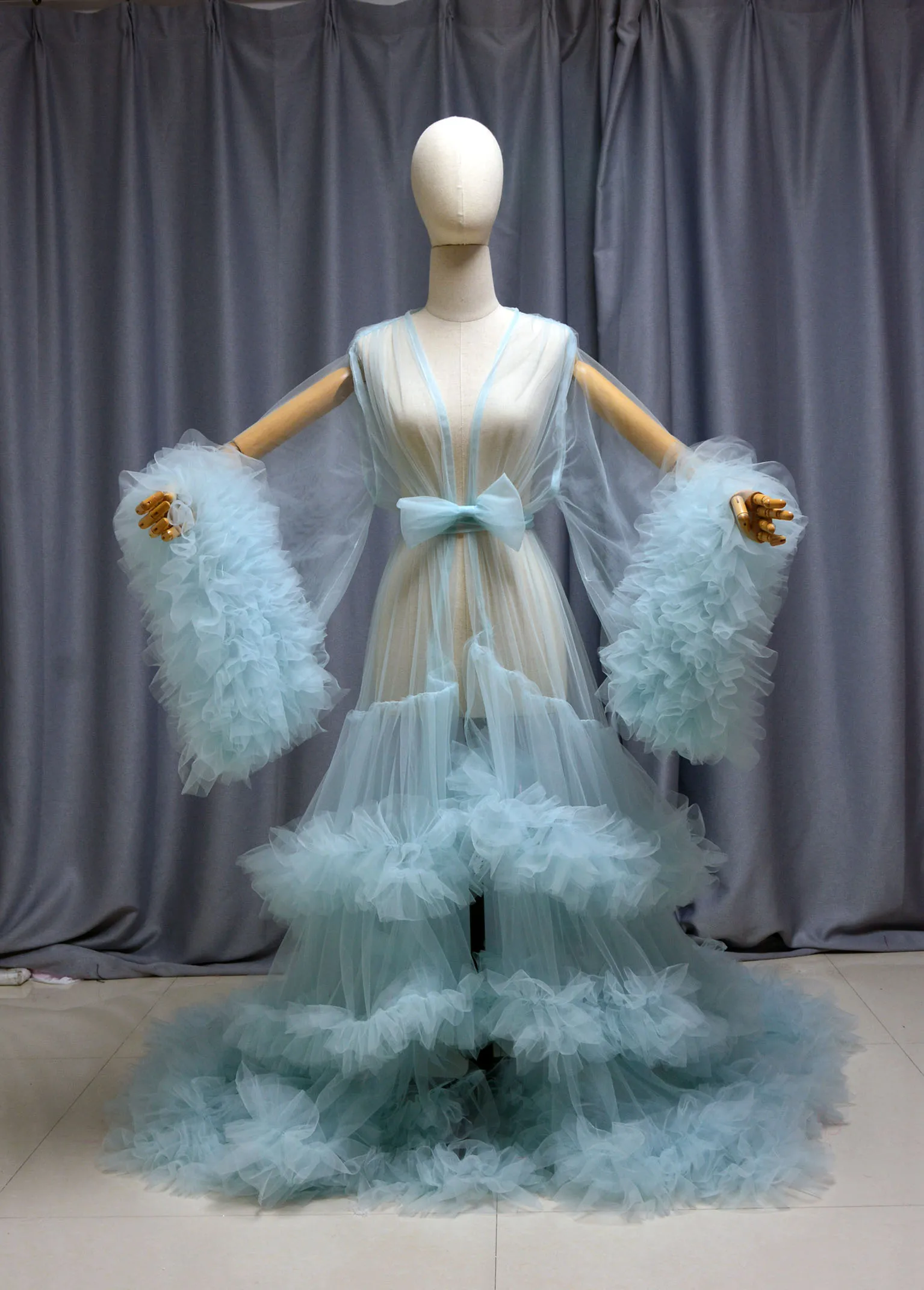 

Многослойные платья, пышный тюль, женский халат, макси-платье с длинными рукавами, годовщина свадьбы, одежда для сна для беременных, ночное белье