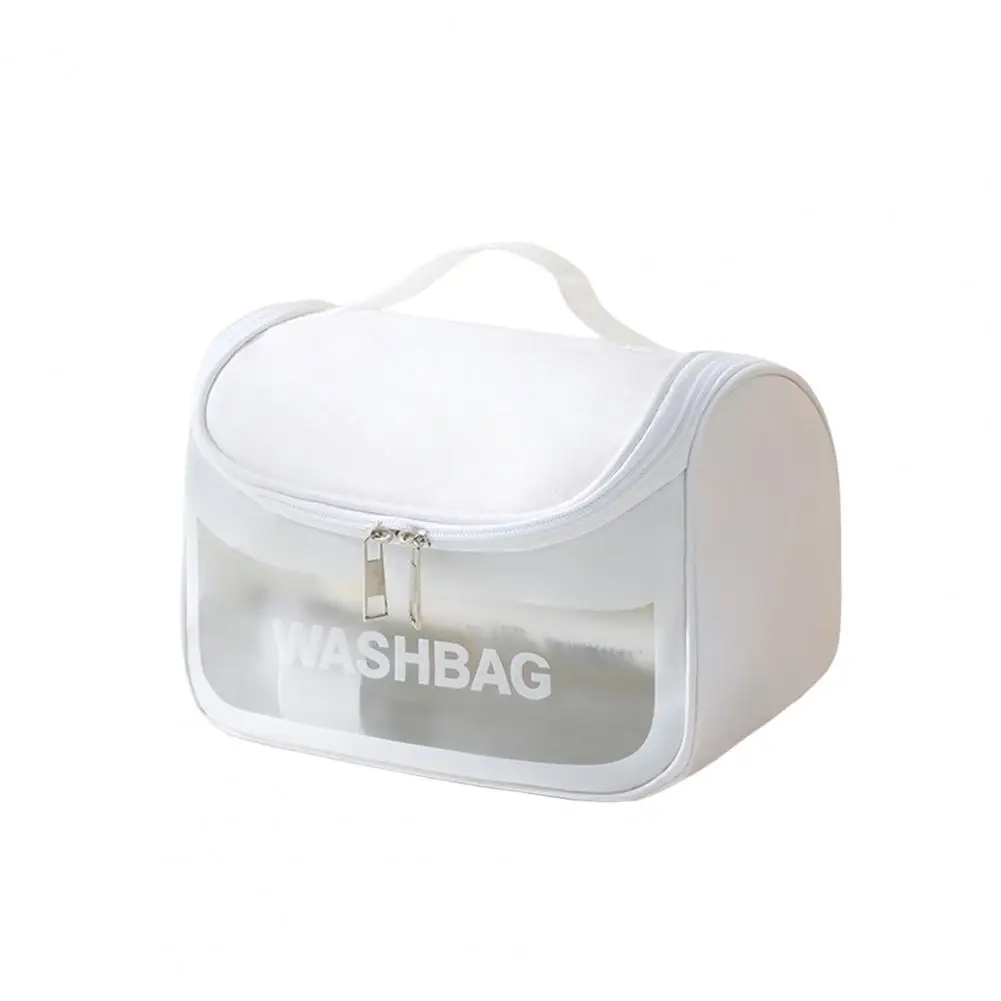 Convenient Cosmetic Bag Lightweight Toiletry Bag Portable Half Transparent Travel Toiletry Makeup Pouch  Keep Tidy