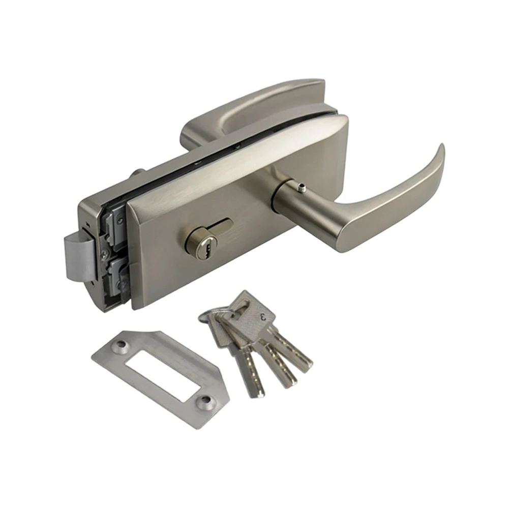 Single Door Lockset Glass Door Handle Lock Seamless Integration Versatile Locking Options Secure Latch Mechanism