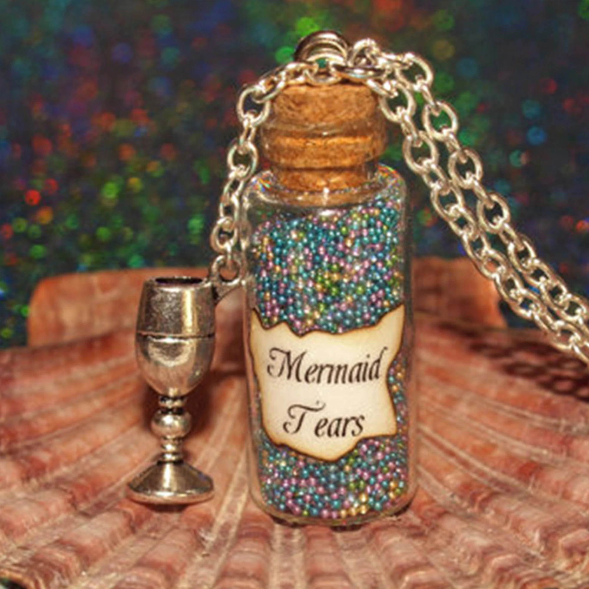 Mermaid Tears Magical Glass Bottle Necklace Chalice Charm Pirates Caribbean Stranger Tides Inspired Jewelry