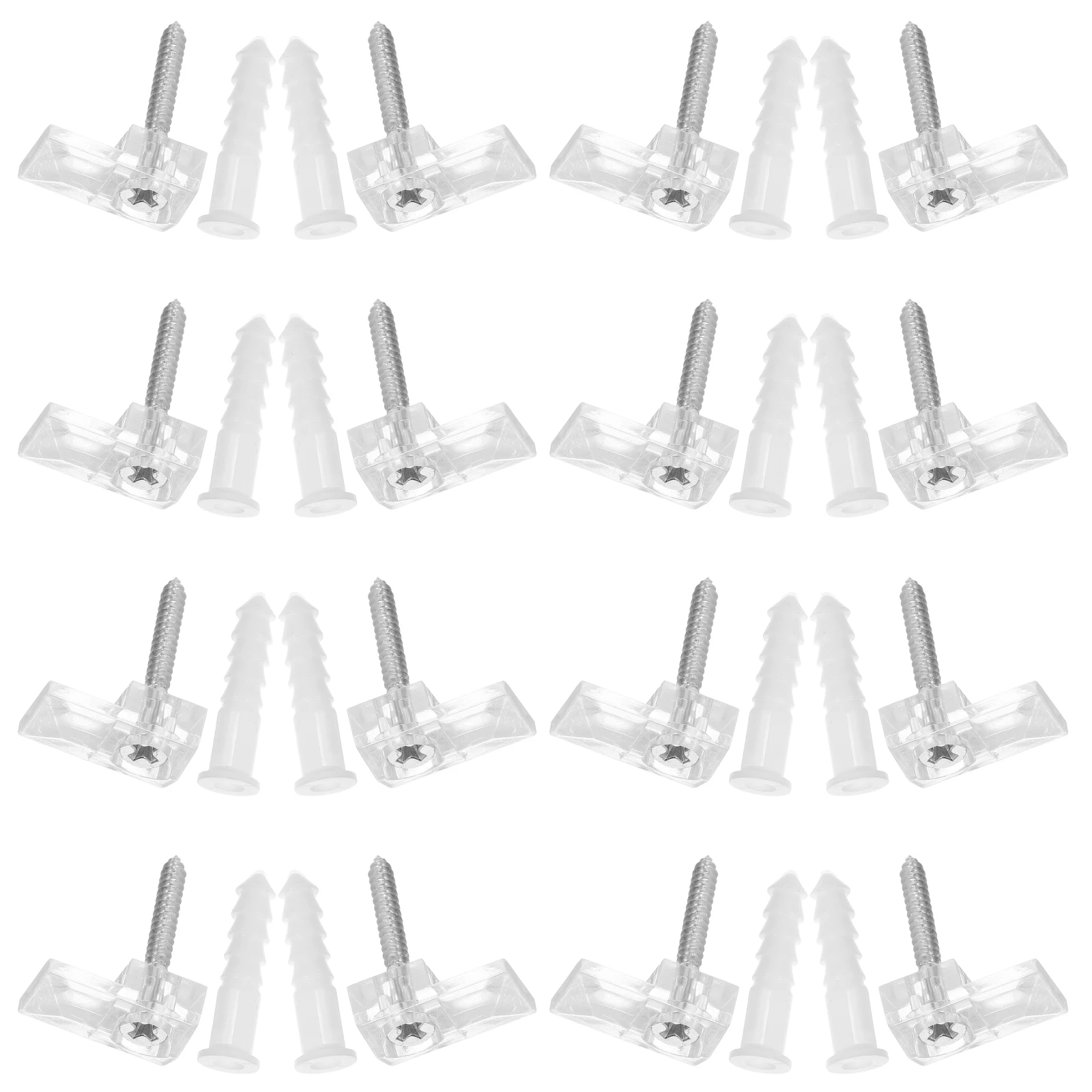 

25Pcs Cabinet Glass Mirror Holder Clips Transparent Plastic Retainer for Bathroom Wardrobe Door Glass Mounting Kit