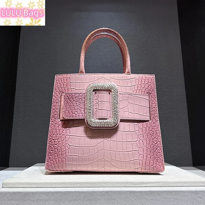 

Crocodile Pattern Leather Women's Handbags 2023 New Fashion Diamonds Lady Shoulder Crossbody Bag Small Portable Rhinestone Bags