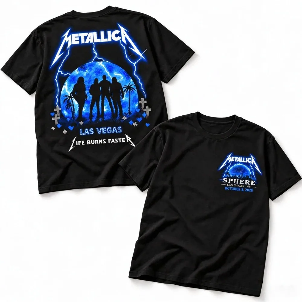 Metallica Life Burns Faster Vegas Nevada United States on October 1 2026 Merch Venue Event Exclusive Y2k Fashion Unisex T-shirt