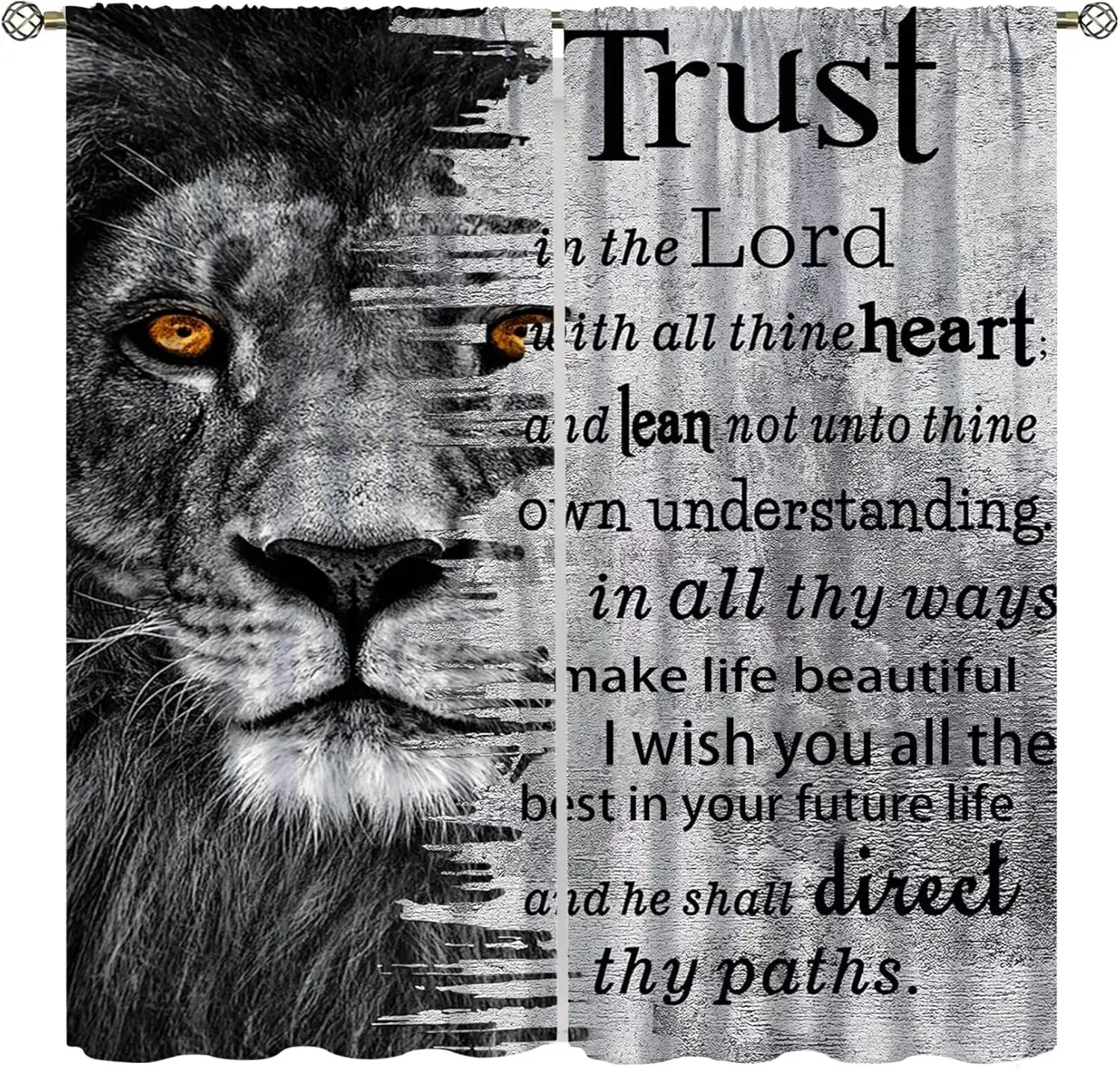 Lion Motivational Curtains Black African Lion Motivational Quotes Jungle Wildlife Print Living Room Curtains Cool Boys Suitable