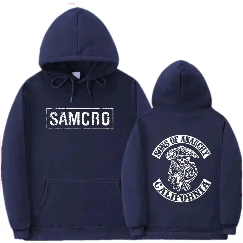 Doppelseitig bedruckter Kapuzenpullover Tops Sons of Anarchy SAMCRO Modemarkendesign für Herren und Damen aus Baumwoll-Woll-Mischgewebe – Detail 4