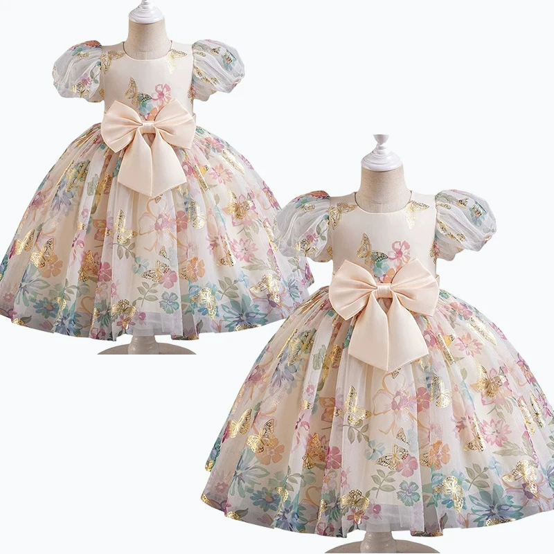 

Новое летнее платье принцессы для девочек, свадебное платье с домашним принтом, пышное детское вечернее платье, элегантные нежные платья принцессы 2025