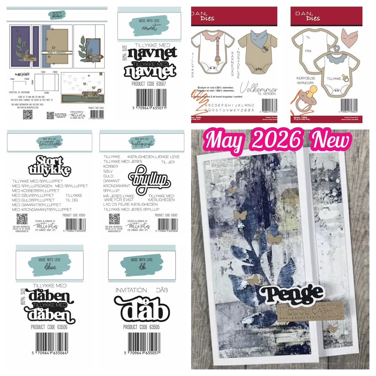 Plantillas de corte de metal para manualidades DIY: Escritura para bautizo y boda, diseño de body de bebé, para álbumes de recortes, calendarios y diarios, Dan/Mw Mayo 2026
