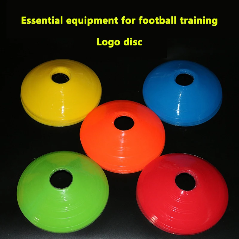 Set di coni da 10 pezzi Piccolo logo rotondo targa segnaletica per ostacoli per allenamento di calcio per gli ostacoli dei bambini che impedisce gli accessori per l'allenamento sportivo