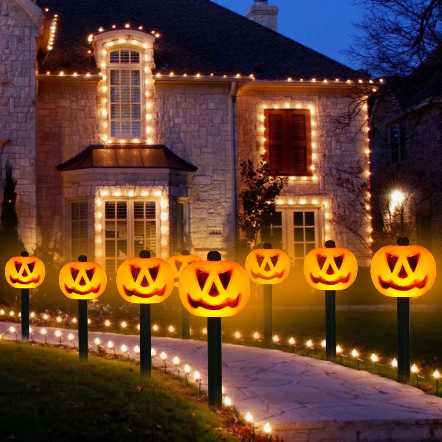 5PCS/Set Pumpkin,Ghost Solar Halloween Lights Outdoor Waterproof Pathway Light Garden Home Decoration Lamp Halloween Accessories