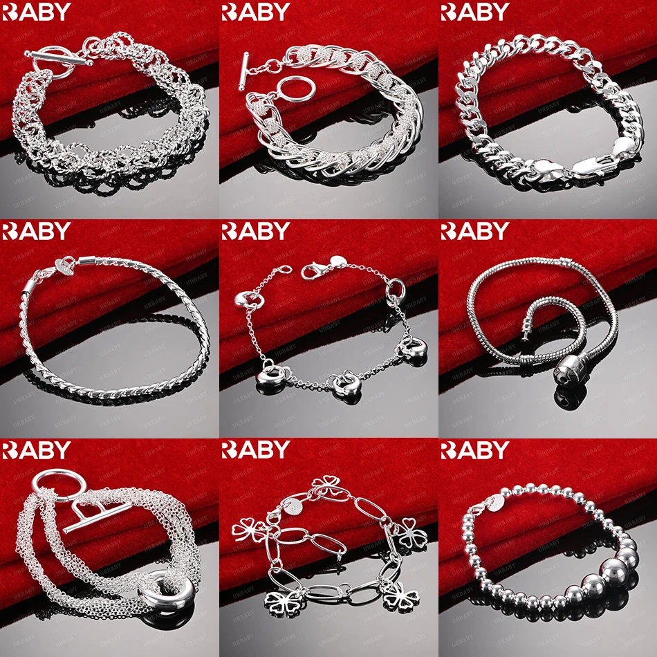 

URBABY 925 Sterling Silver Design Bracelets For Women Men Charm Trend Birthday Gifts Fashion Party Fine Jewelry