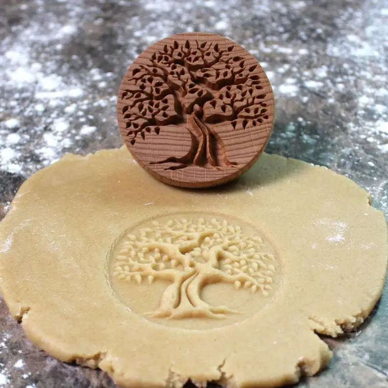 Wooden 3D Cookie Embossing Stamp Mold Tamped Postmarked Biscuit Baking Mould Cake Decorating Tool Accessories Chocolate Bakeware