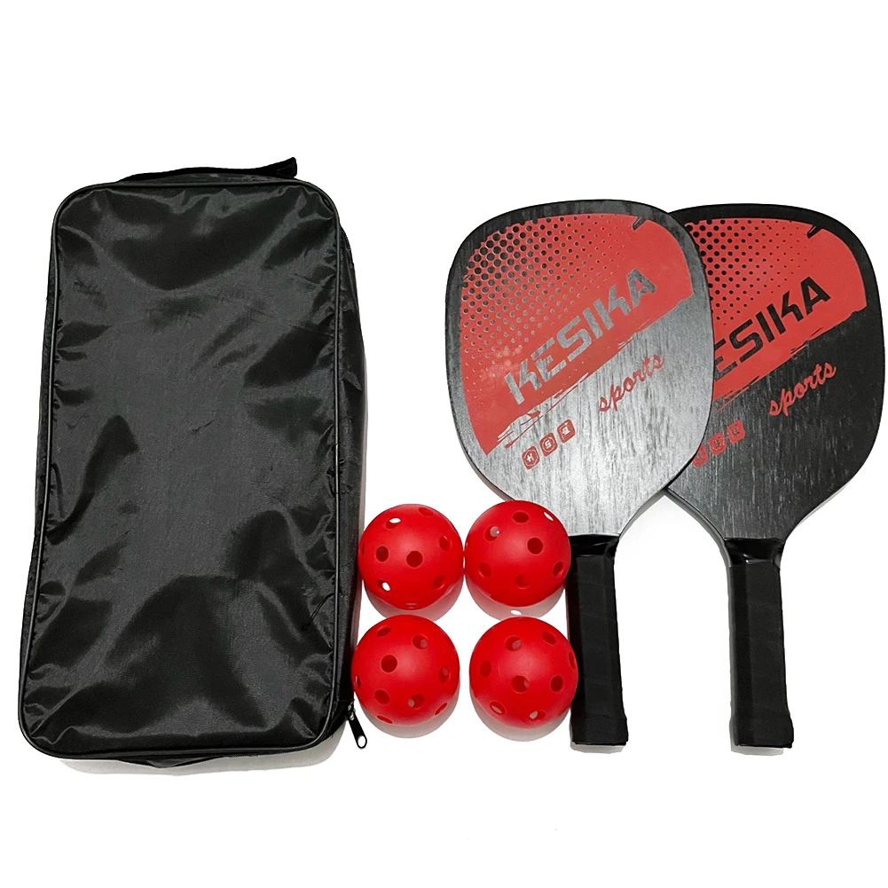 2pcs Pickle Paddles Rackets Set + 4 Balls Kits Portable Anti Slip Sports Racquet