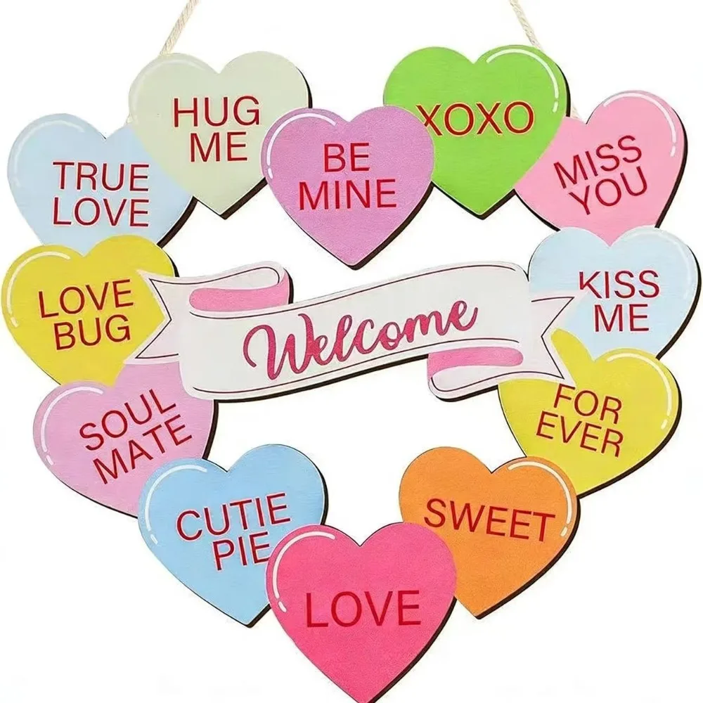 

Hanging Sign Decoration 30x27cm Inches Valentine's Day Decoration Heart-shaped Decoration Burlap For Couples' Gift Home Decor dr