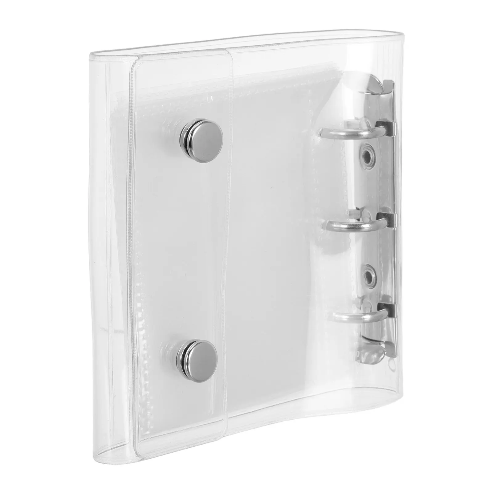 

1Set Mini A8 3 Ring Binder Cover Transparent Soft PVC Loose Leaf Folder Snap Button Closure Clear Binder Protector for Travel