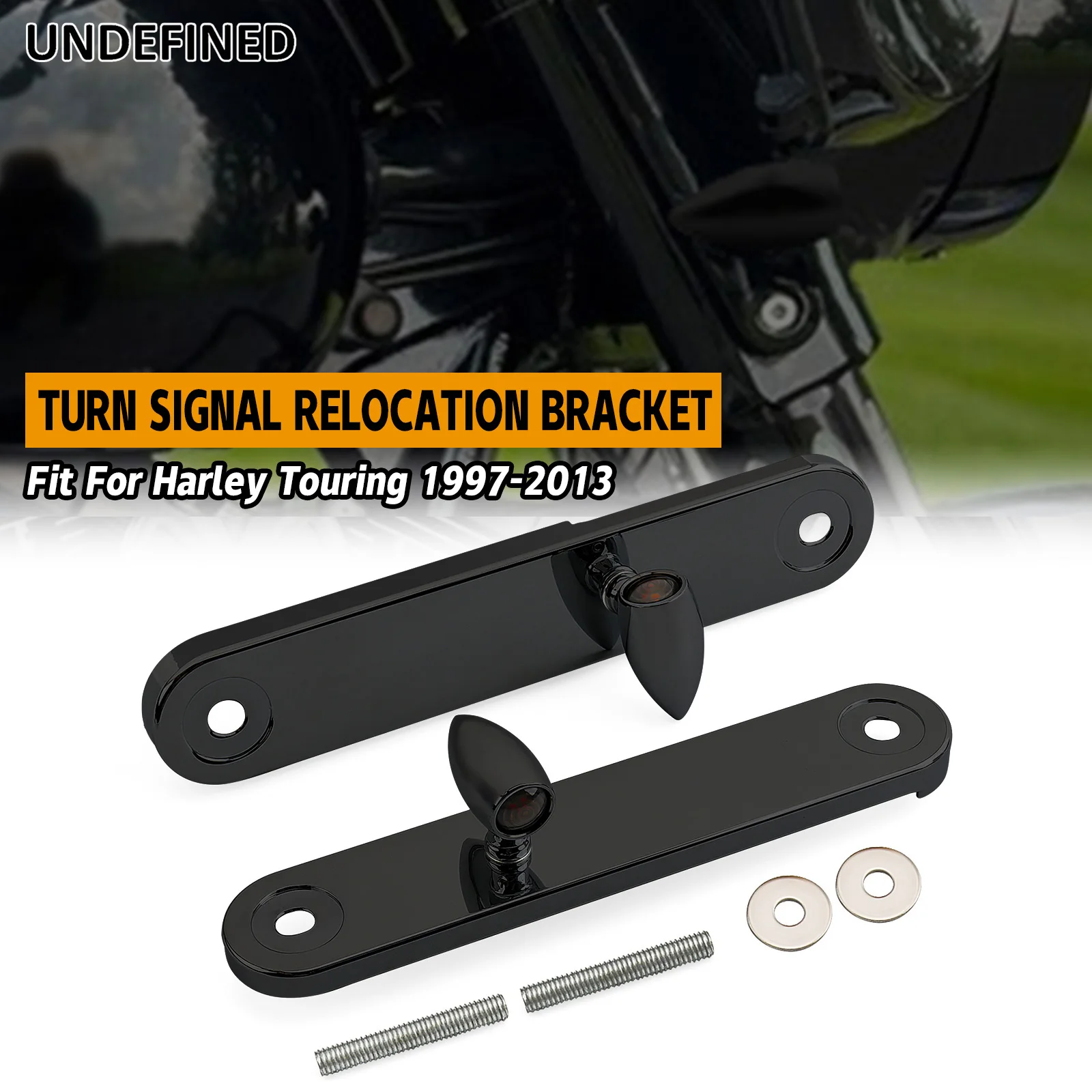 Motorcycle Front Turn Signal Relocation Bracket Kit For Harley Touring Electra Street Glide Road King 1997-2013 - Black/Chrome