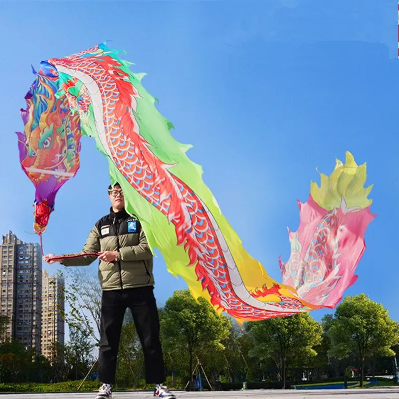 

6m Silk Dragon Dance Ribbon For Adults Chinese Traditional New year Festival Celebration Prop Fitness Dragon Set