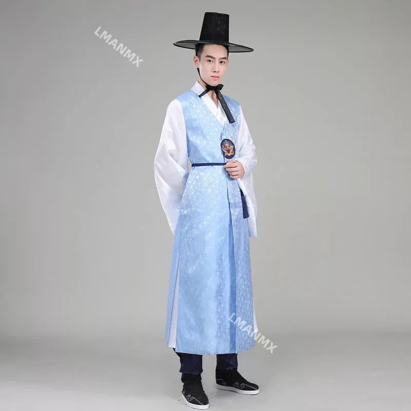 Fato de seda tradicional coreano masculino, cetim hanbok, roupa étnica, alta qualidade, masculino, casamento