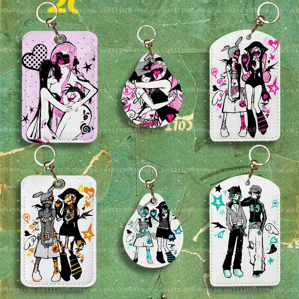 Zombie Stage ZOMST Alien Stage Leather 2 Sided ID Card Holder with Keychain Executive Protection For Bank Credit Subway Bus Case
