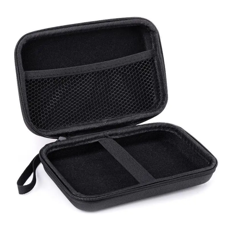 Hard Shell EVA Earbud Storage Case Portable Shockproof Zipper Protective Box for Student Commute Travel 1PC Black