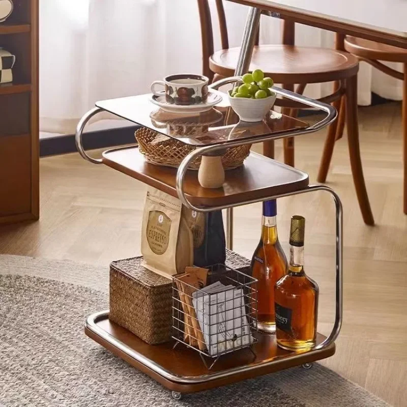 Medieval dining car rack, coffee table light luxury high-end side table, coffee table movable