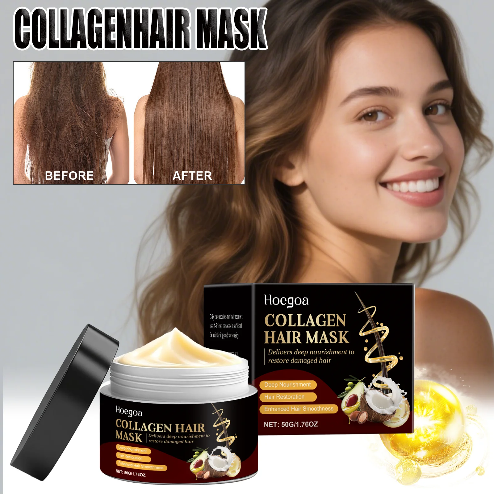 

Питательная маска для волос, масло ши для глубокого увлажнения, блеска, контроль вьющихся волос, легкое восстанавливающее средство для сухих поврежденных вьющихся волос