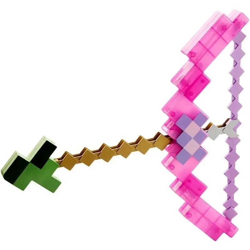 MineCrafton القوس السهم لعبة لعبة النار الاطفال تأثيري حفلة بكسل الرماية مضحك البلاستيك سلاح الأطفال بنين ألعاب بنات الهدايا