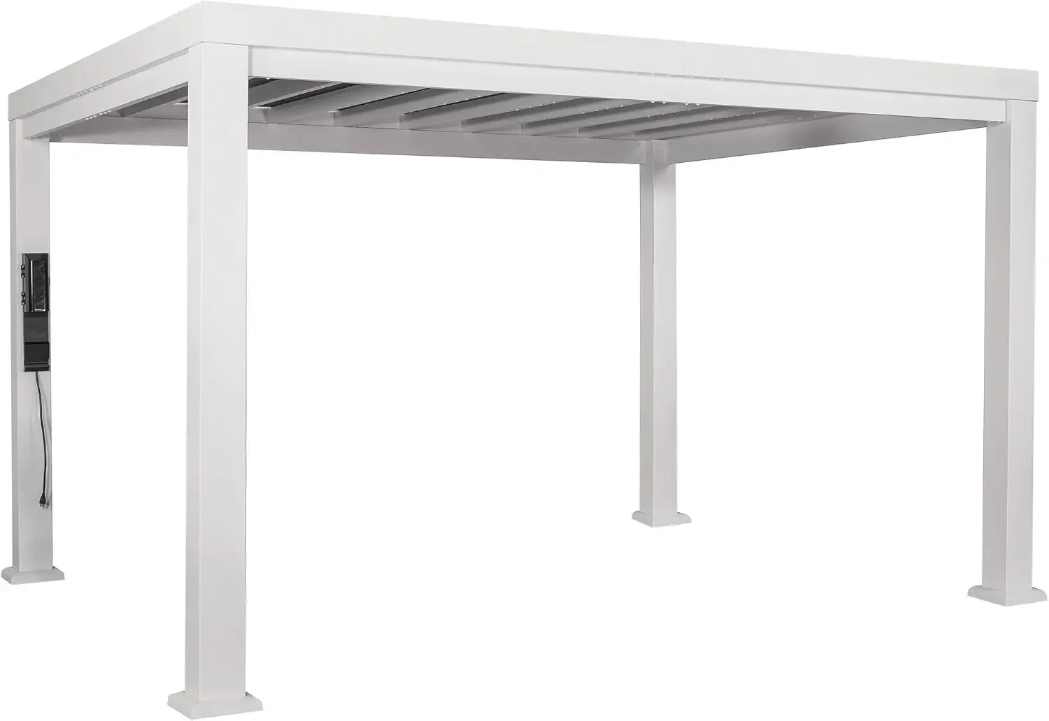 Windham 14' x 12' Modern Galvanized Steel Pergola Kit with Shade Sail Canopy, All-Season Durability, PowerPort, High-Wind Rating