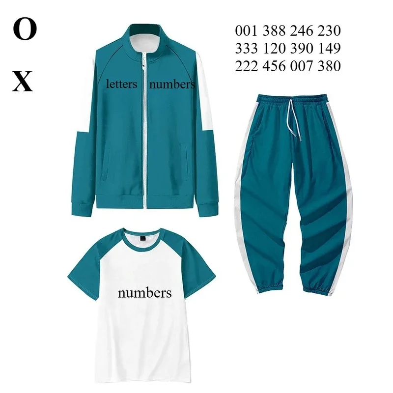 

Calamari Game Cosplay Costume 456 230 001 Thanos Tracksuit Jacket T-shirt Pants Suit Teenager Sweatshirt Numbers Suit Women Men