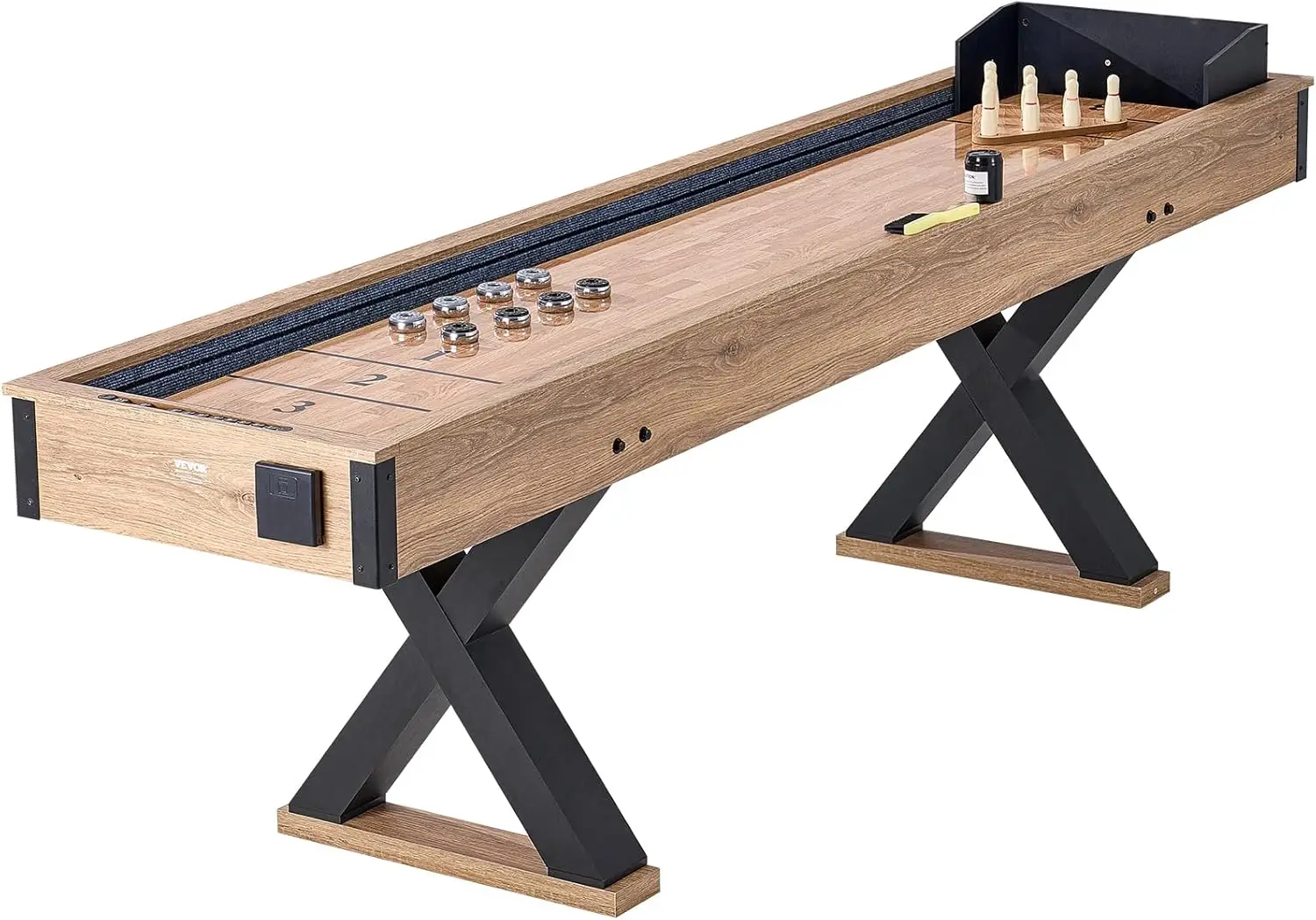 

Shuffleboard Table, 9 ft Shuffleboard for Family Game Rooms, 2 in 1 Shuffleboard and Bowling Combo Game Set