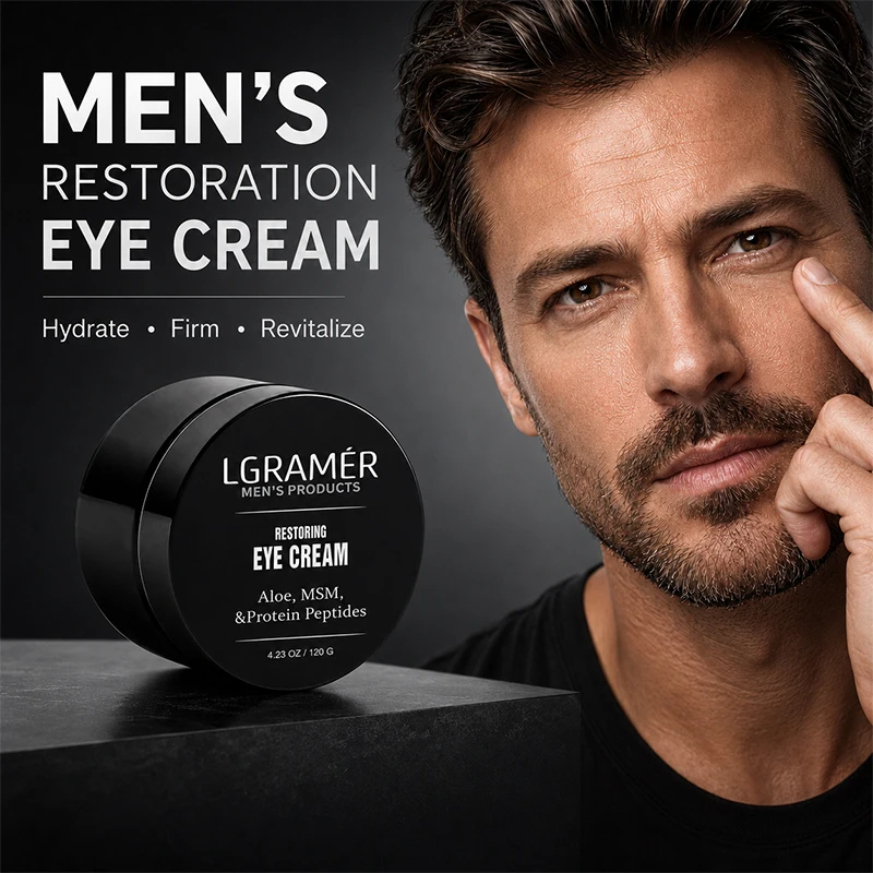 Men's Restoring Eye Cream With Aloe Protein Peptides Nourishing Moisturizing Eyes Skin Care Reduce Look Of Fine Lines For Male