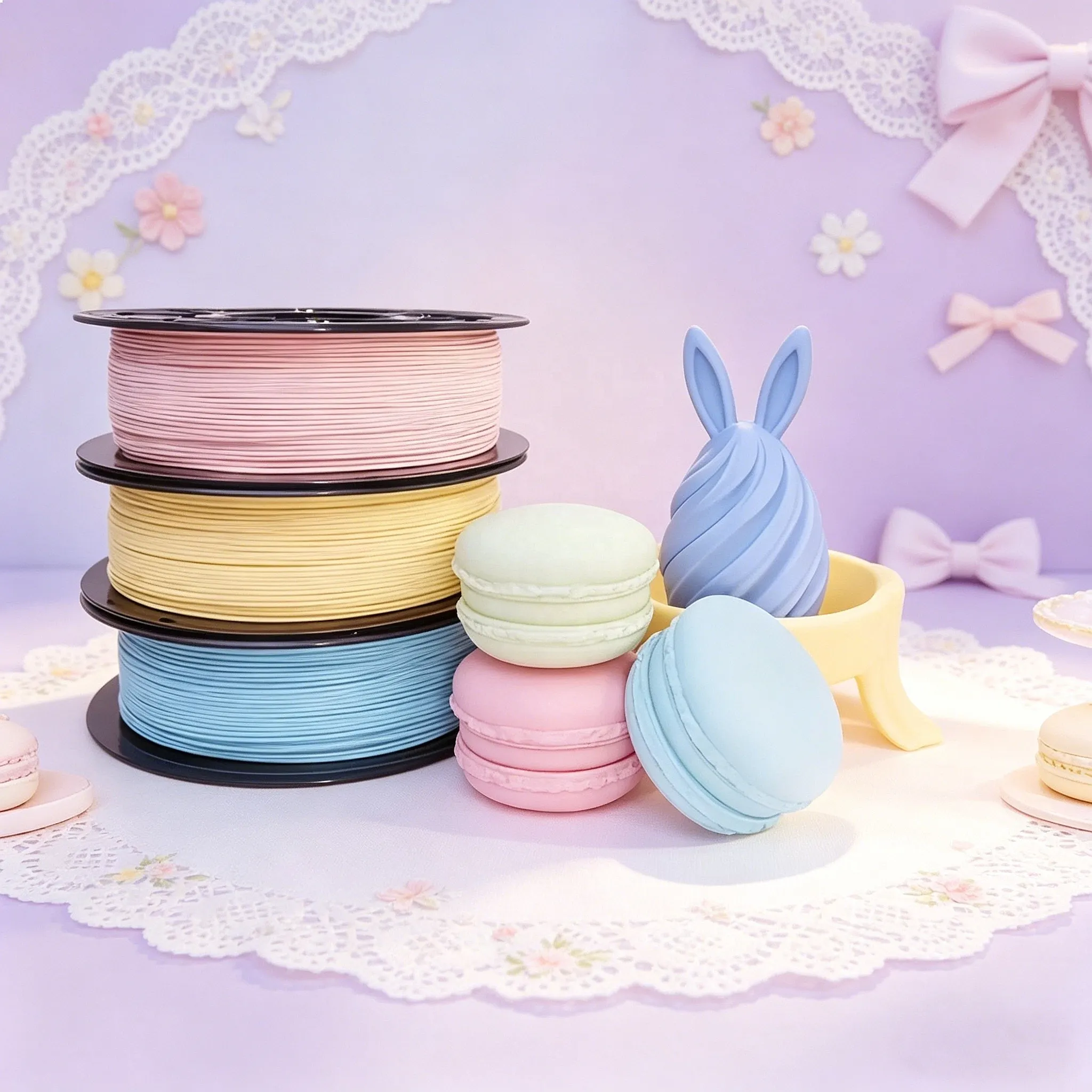 Wholesale Universal PLA 3D Printer Filament 1.75mm 1kg Macaron Soft Colors for Most FDM Printers and DIY Art Projects